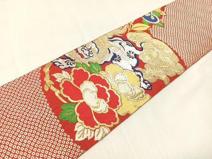 平和屋着物●アンティーク　大正ロマン　九寸名古屋帯　狛犬　金銀糸　正絹　逸品　CABG7984vp