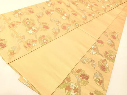 平和屋着物●西陣　川島織物　六通柄　本袋帯　草花丸文　金銀糸　正絹　逸品　CABG7990vp