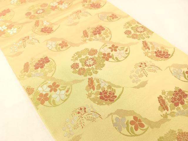 平和屋着物●西陣　川島織物　六通柄　本袋帯　草花丸文　金銀糸　正絹　逸品　CABG7990vp