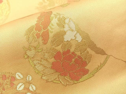 平和屋着物●西陣　川島織物　六通柄　本袋帯　草花丸文　金銀糸　正絹　逸品　CABG7990vp
