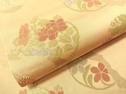 平和屋着物●西陣　川島織物　六通柄　本袋帯　草花丸文　金銀糸　正絹　逸品　CABG7990vp
