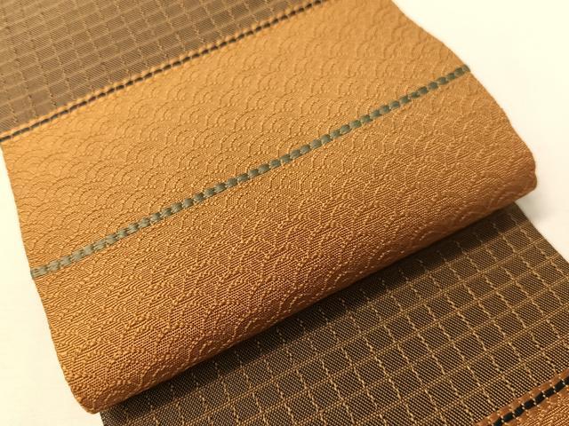 平和屋着物●男性　角帯　横段文　正絹　逸品　CABG7992vp