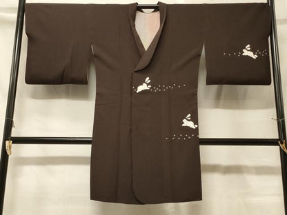 平和屋着物＃道行コート　絞り　兎　ロング丈　正絹　逸品　CABG8007in