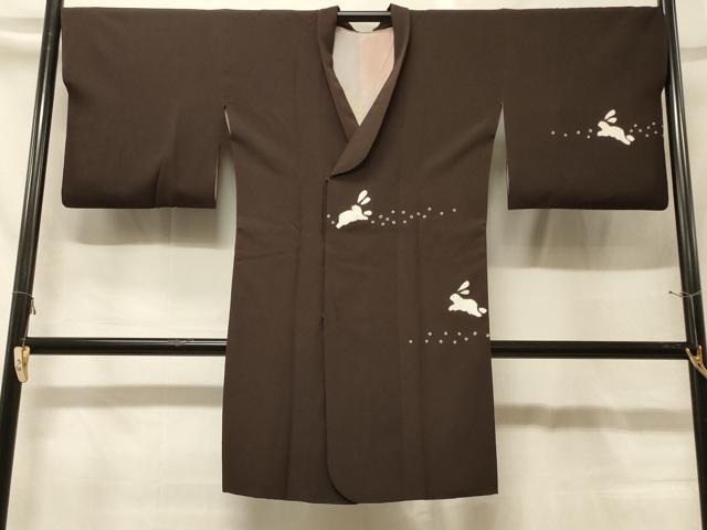 平和屋着物＃道行コート　絞り　兎　ロング丈　正絹　逸品　CABG8007in