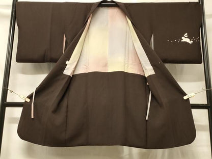 平和屋着物＃道行コート　絞り　兎　ロング丈　正絹　逸品　CABG8007in