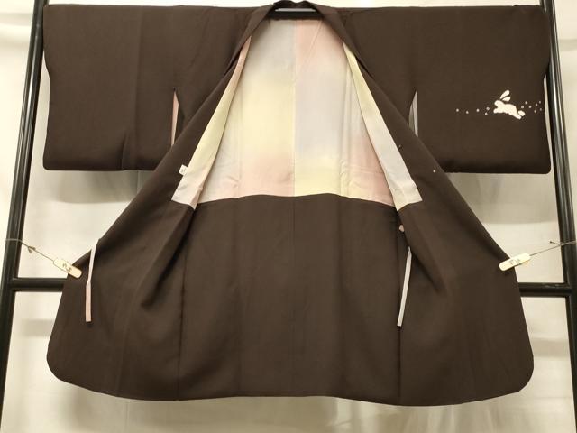 平和屋着物＃道行コート　絞り　兎　ロング丈　正絹　逸品　CABG8007in