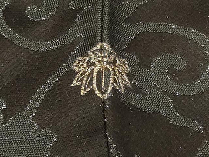 平和屋着物＃羽織　刺繍　更紗花文　黒地　銀糸　正絹　逸品　CABG8010in