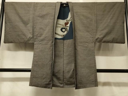 平和屋着物＃男性　本場大島紬　長羽織　格子柄　正絹　逸品　CABG8019in
