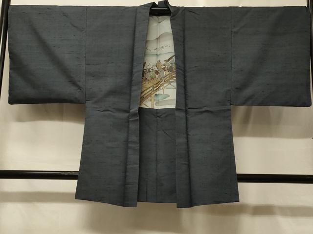 平和屋着物＃男性　羽織　紬地　鈍色　正絹　逸品　CABG8024in