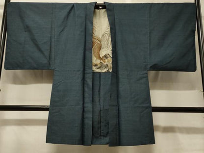 平和屋着物＃男性　本場大島紬　長羽織　格子柄　正絹　逸品　CABG8029in