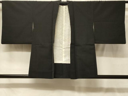 平和屋着物＃羽織　寿光織　雲取り扇面花文　黒地　金銀糸　正絹　逸品　CABG8036in