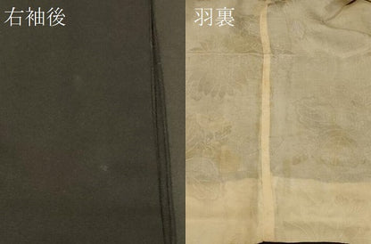 平和屋着物＃羽織　寿光織　扇面流水花文　黒地　金銀彩　正絹　逸品　CABG8039in