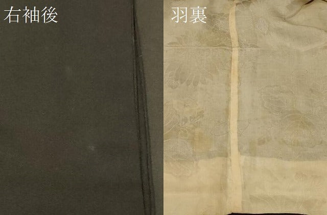 平和屋着物＃羽織　寿光織　扇面流水花文　黒地　金銀彩　正絹　逸品　CABG8039in