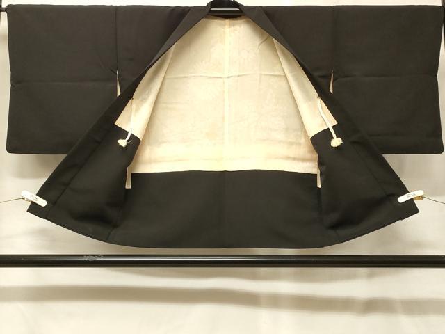 平和屋着物＃羽織　寿光織　扇面流水花文　黒地　金銀彩　正絹　逸品　CABG8039in