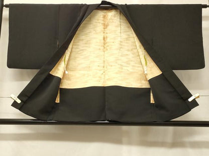 平和屋着物＃羽織　寿光織　風景文　黒地　金糸　正絹　逸品　CABG8044in
