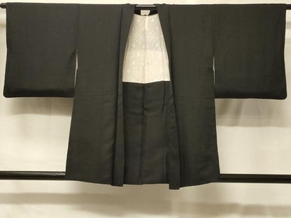 平和屋着物＃羽織　寿光織　色紙花文　黒地　金糸　正絹　逸品　CABG8045in