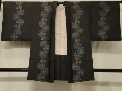 平和屋着物＃本場大島紬　羽織　正倉院花蝶間道　ほていや扱い　正絹　逸品　CABG8063in
