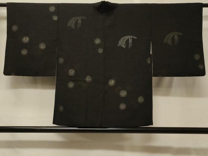 平和屋着物＃羽織　寿光織　渡り橋舞花文　黒地　金銀糸　正絹　逸品　CABG8066in