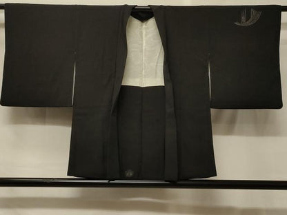 平和屋着物＃羽織　寿光織　渡り橋舞花文　黒地　金銀糸　正絹　逸品　CABG8066in