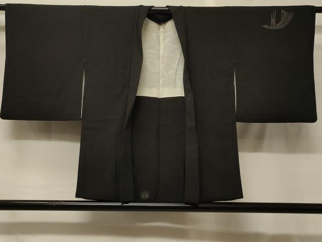 平和屋着物＃羽織　寿光織　渡り橋舞花文　黒地　金銀糸　正絹　逸品　CABG8066in