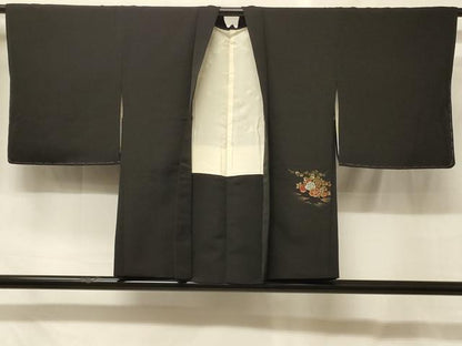 平和屋着物＃羽織　寿光織　花車文　黒地　金銀糸　正絹　逸品　未使用　CABG8067in