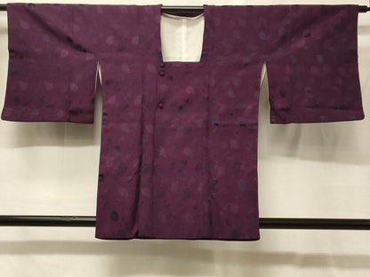 平和屋着物＃道行コート　お召地　葡萄蔦の葉文　銀通し地　正絹　逸品　CABG8069in