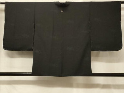平和屋着物＃羽織　花づくし地紋　黒地　正絹　逸品　未使用　CABG8070in