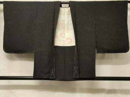 平和屋着物＃羽織　花づくし地紋　黒地　正絹　逸品　未使用　CABG8070in