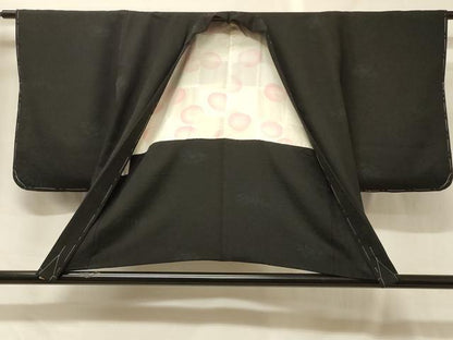 平和屋着物＃羽織　花づくし地紋　黒地　正絹　逸品　未使用　CABG8070in
