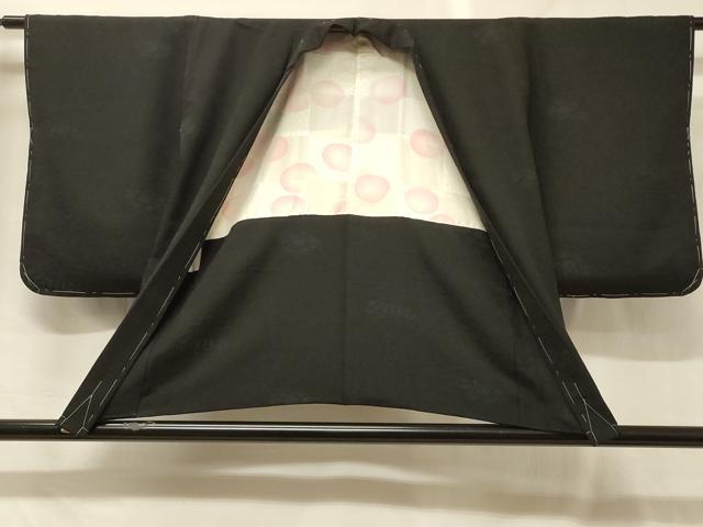 平和屋着物＃羽織　花づくし地紋　黒地　正絹　逸品　未使用　CABG8070in