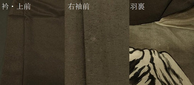 平和屋着物＃男性　紬　長羽織　羽裏：富士山・龍　黒地　正絹　逸品　CABG8076in