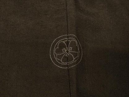 平和屋着物＃男性　紬　長羽織　羽裏：富士山・龍　黒地　正絹　逸品　CABG8076in