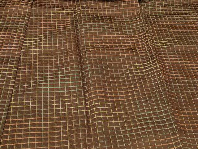平和屋着物＃道中着　雨コート　格子柄　正絹　逸品　CABG8081in
