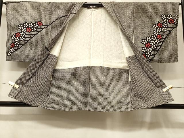 平和屋着物＃羽織　総絞り　枝花文　黒地　正絹　逸品　未使用　CABG8083in