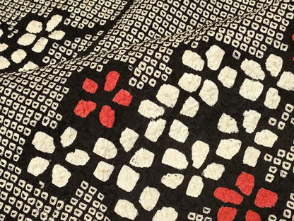 平和屋着物＃羽織　総絞り　枝花文　黒地　正絹　逸品　未使用　CABG8083in