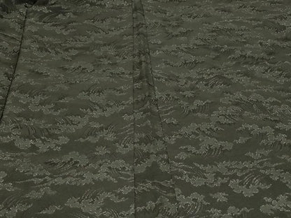 平和屋着物＃羽織　立波文　黒地　銀通し地　正絹　逸品　CABG8088in