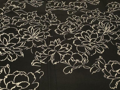 平和屋着物＃羽織　花づくし　黒地　正絹　逸品　CABG8106in
