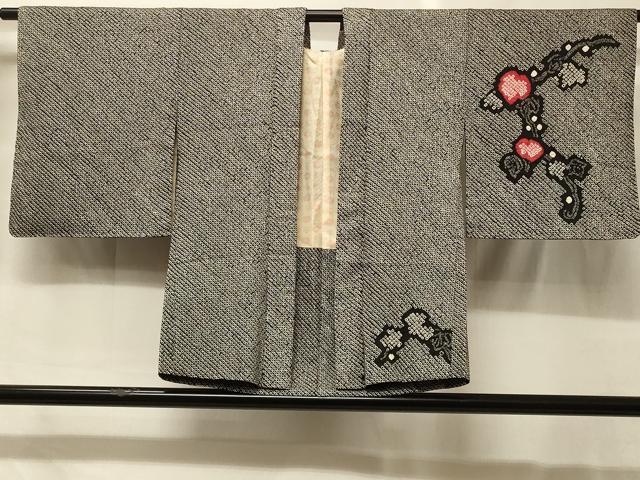 平和屋着物＃羽織　総絞り　蔦の葉文　黒地　正絹　逸品　CABG8118in