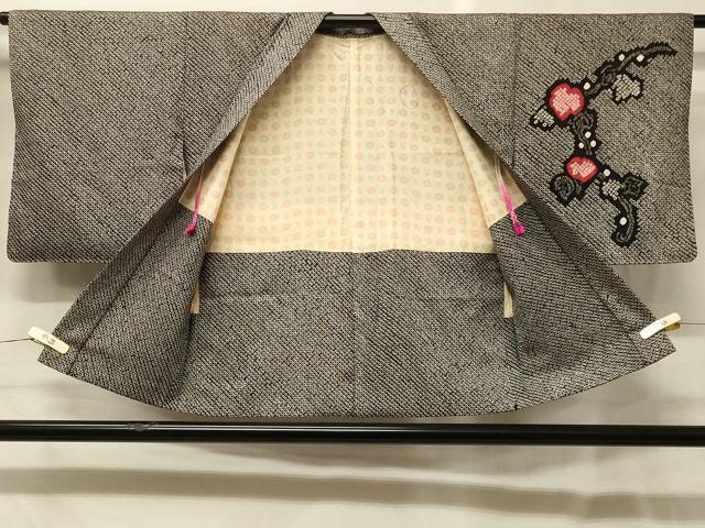 平和屋着物＃羽織　総絞り　蔦の葉文　黒地　正絹　逸品　CABG8118in