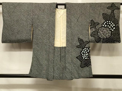 平和屋着物＃羽織　総絞り　紫陽花　黒地　正絹　逸品　CABG8119in