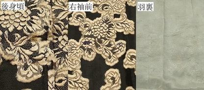 平和屋着物＃道行コート　総刺繍　草花文　黒地　CABG8124in