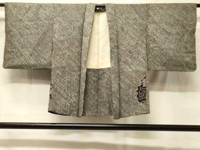 平和屋着物＃羽織　総絞り　草花文　黒地　正絹　逸品　CABG8128in