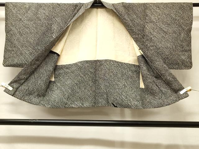 平和屋着物＃羽織　総絞り　草花文　黒地　正絹　逸品　CABG8128in