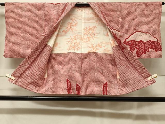 平和屋着物＃羽織　総絞り　雪持ち笹竹文　正絹　逸品　CABG8135in
