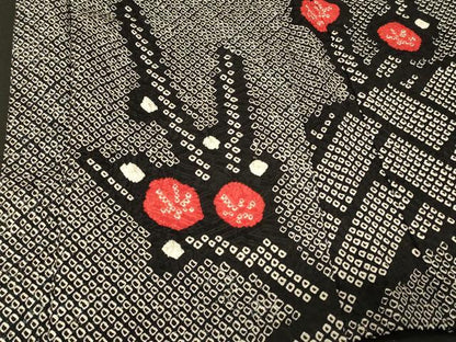 平和屋着物＃羽織　総絞り　槍梅文　黒地　正絹　逸品　CABG8136in