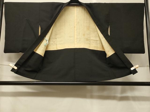 平和屋着物＃羽織　寿光織　草花文　黒地　金銀糸　正絹　逸品　CABG8140in