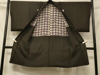 平和屋着物＃男性　長羽織　黒紋付き　正絹　逸品　CABG8141in