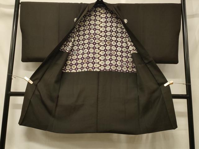 平和屋着物＃男性　長羽織　黒紋付き　正絹　逸品　CABG8141in