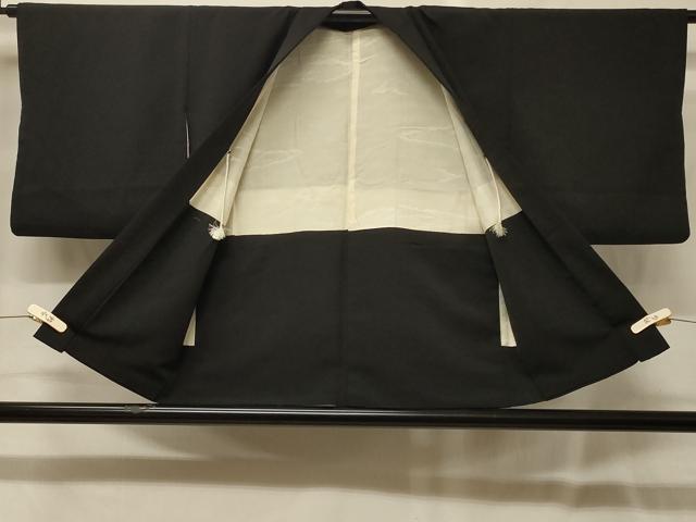 平和屋着物＃羽織　総刺繍　枝松文　黒地　金糸　正絹　逸品　CABG8142in