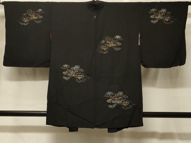 平和屋着物＃羽織　霞文　黒地　金銀彩　正絹　逸品　CABG8143in